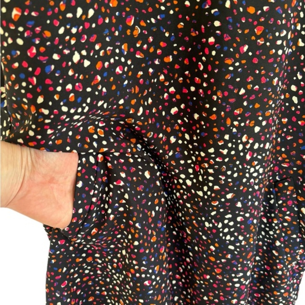 Evereve Allison Joy Marlee Shift Dress Black w/ Multicolor Dots Size Medium - Picture 4 of 6